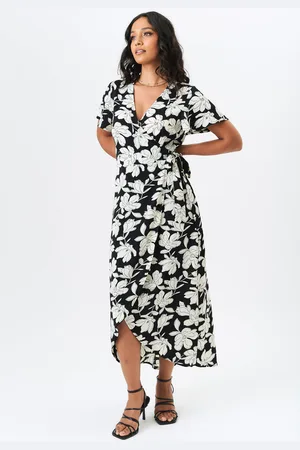 Gini London Womens Floral Printed Wrap Midi Dress - - Size 16 UK