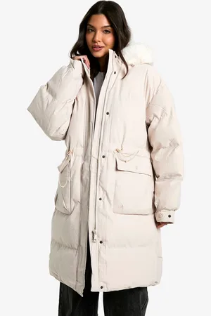 Boohoo Womens Premium Faux Fur Trim Parka - Nylon - Size Small