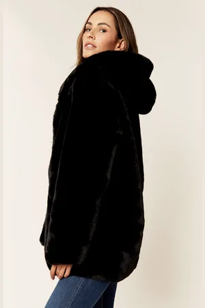 Gini London Womens Hooded Faux Fur Jacket - - Size Small/Medium