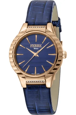 Ferre Womens Ladies Dark Dial Leather Strap Watch - One Size