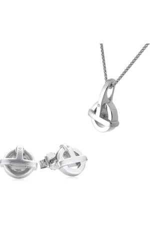 ORPHELIA WoMens 925 Sterling Set: Chain-Pendant + Earrings - SET-5677 - One Size