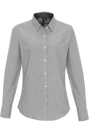 Premier Womens/Ladies Striped Oxford Long-Sleeved Formal Shirt - Size X-Small
