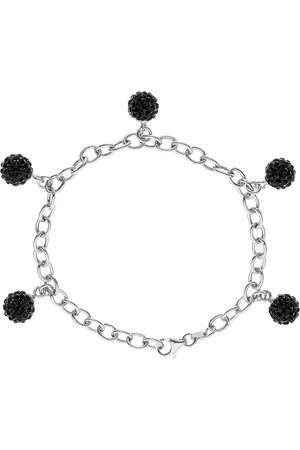 Diadema Womens - Bracelet Toi & Moi - Freshwater Pearl & White Crystal Ball - Love Jewelry Collection Sterling - One Size