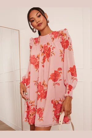 Chi Chi London Womens Long Sleeve Floral Printed Mini Dress in - Size 6 UK