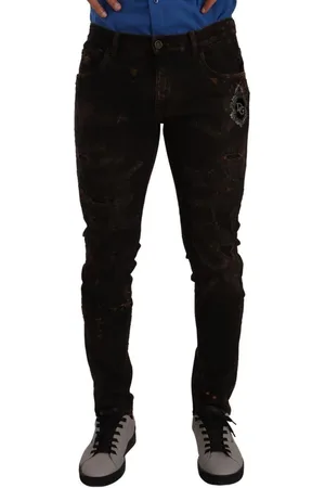Dolce & Gabbana Mens DG Crown Logo Cotton Skinny Denim Jeans material_cotton - Size IT 48 (Mens)