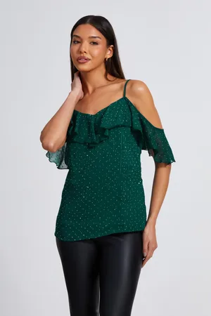Quiz Womens Chiffon Cold Shoulder Top material_polyester - Size 14 UK