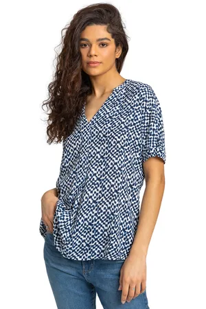 Roman Womens Spot Print V-Neck Tunic Top - - Size 10 UK