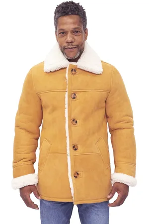 Infinity Mens Classic Sheepskin Car Coat-Auburn - - Size X-Small