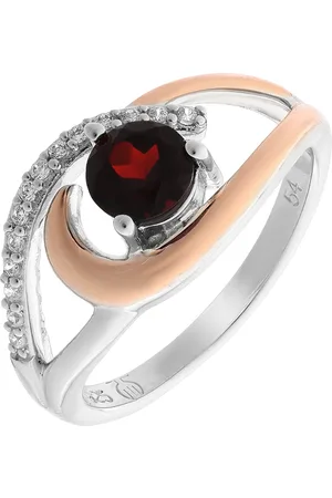 ORPHELIA WoMens 925 Sterling Silver Ring - Silver/Rose zr-7375/1 - - Size O 1/2