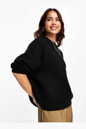 ASOS Womens fluffy rib jumper with crew neck in - Size Small