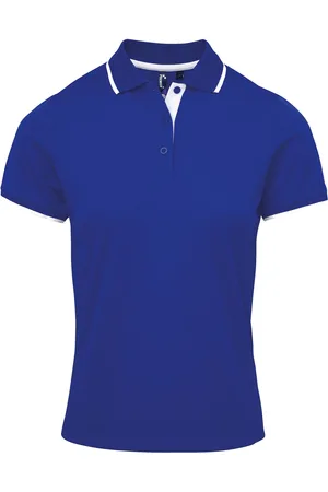 Premier Womens/Ladies Contrast Coolchecker Polo Shirt (Royal/White) - - Size X-Small