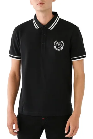 True Religion Mens Polo Shirt Laurel Buddah Face Pique Tee - Cotton - Size Small
