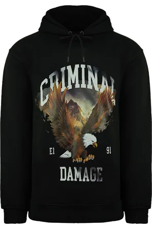 Criminal Damage Eagle Mens Hoodie Cotton - Size X-Small