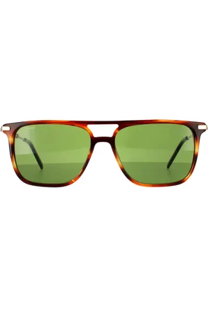 Salvatore Ferragamo Square Mens Striped Solid Green Sunglasses - One Size
