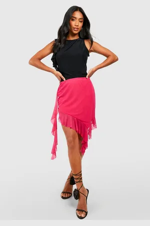 Boohoo Womens Petite Ruffle Drape Sheer Mini Skirt - - Size 12 UK