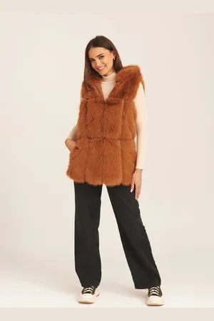Gini London Womens Soft Touch Fur Longline Gilet - - Size Small/Medium
