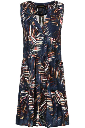Conquista Womens Sleeveless Leaf Print A Line Dress - - Size Large