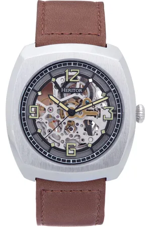 heritor automatic Mens Gatling Skeletonized Leather-Band Watch - - One Size