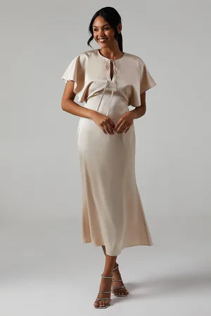 Oasis Womens Satin Halter Bridesmaids Maxi Dress - - Size 12 UK