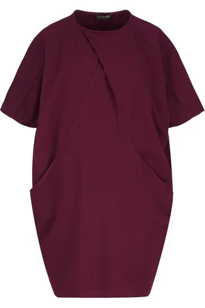 Conquista Womens Burgundy Batwing Style Dress with Pockets - - Size X-Large