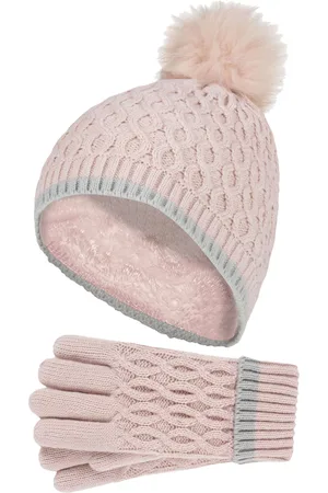 Heat Holders Girls Thermal Insulated Pom Pom Bobble Beanie Hat and Gloves