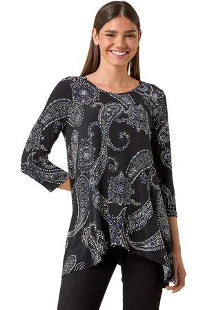 Roman Womens Paisley Print Stretch Tunic - - Size 20 UK