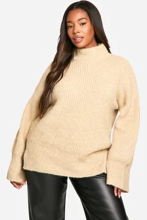 Boohoo Womens Plus Oversized High Neck Knitted Jumper - - Size 28 UK