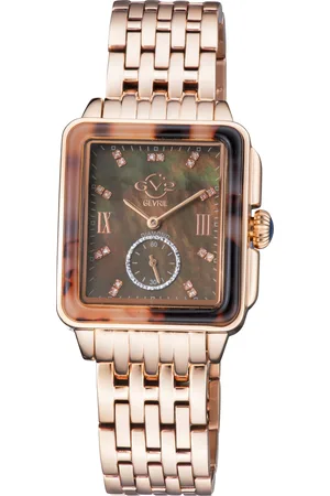 Gevril GV2 WoMens Bari Tortoise Swiss Quartz Diamonds Brown Mother of Pearl Dial Stainless Steel Watch - One Size