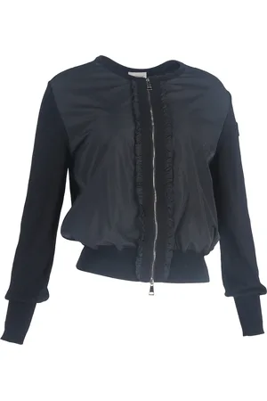 Moncler Pre-owned Womens Ruffle Zipped Detail Cardigan in Wool and - Size X-Large