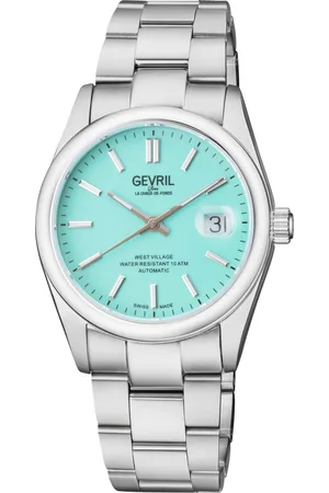 Gevril Mens Automatic West Village Tiffany Green Dial Stainless Steel Bracelet - - One Size