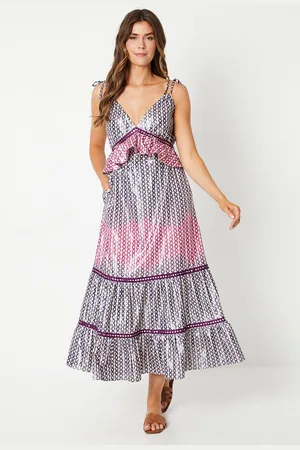 wallis Womens Printed Strap Detail Tiered Maxi Dress - - Size 18 UK