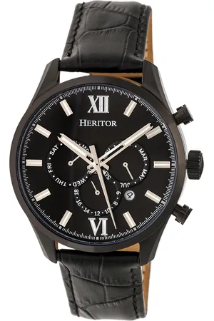 heritor automatic Mens Benedict Leather-Band Watch w/ Day/Date - Stainless Steel - One Size