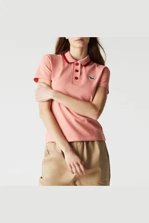Lacoste Womens Slim Fit Crocodile Organic Cotton Piqué Polo Shirt in - Size 14 UK