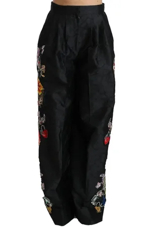 Dolce & Gabbana WoMens Brocade Floral Sequined Beaded Pants material_polyester - Size IT 42 (Womens)
