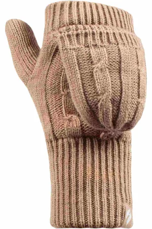 Heat Holders Womens Ladies Cable Knit 2.3 Tog Thermal Winter Fingerless Converter Gloves - - One Size