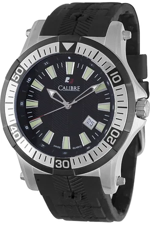 Calibre Mens Hawk Date Swiss Made Movement Watch Rubber Strap /Orange Dial - One Size
