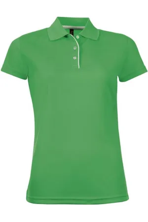 Sols Womens/Ladies Performer Short Sleeve Pique Polo Shirt (Kelly ) - Size Large