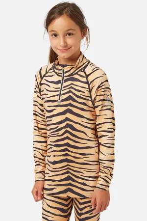 Surfanic Girls Cozy Limited Edition Zip Neck Baselayer Tiger - - Size 12-13Y