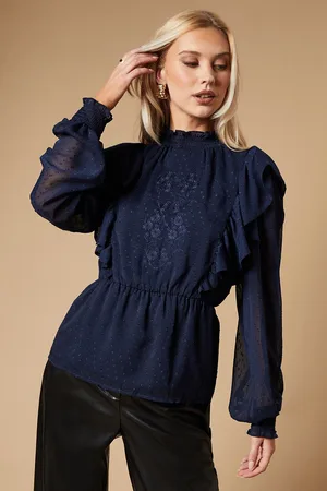Oasis Womens Embroidered Dobby Chiffon Blouse - - Size 16 UK