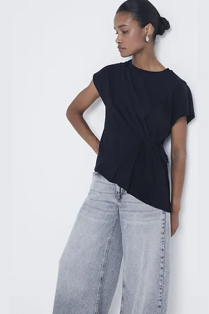 River Island Womens Belted Top Plisse Hybrid - Size 8 UK