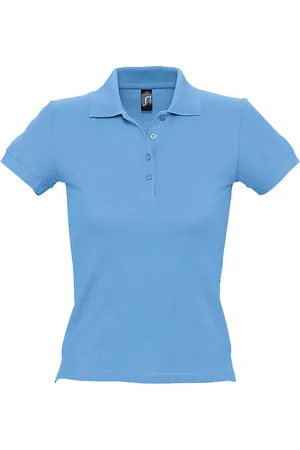 Sols Womens/Ladies People Pique Short Sleeve Cotton Polo Shirt (Sky ) - Size Small