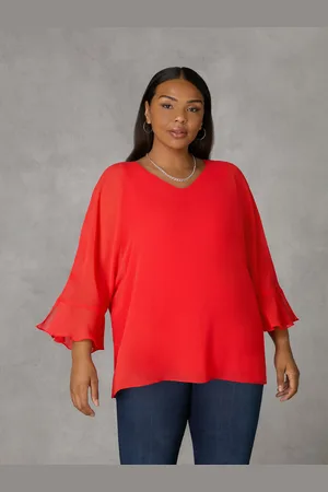 Live Unlimited London Womens Flute Sleeve Overlay Top - Size 18 UK