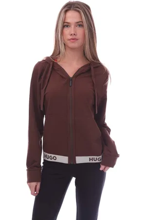 HUGO BOSS Womens Sporty Logo Zip Hoody in - Size 6 UK