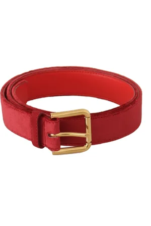Dolce & Gabbana Womens Authentic Leather Belt with Engraved Logo Buckle - Suede - Size 85 cm