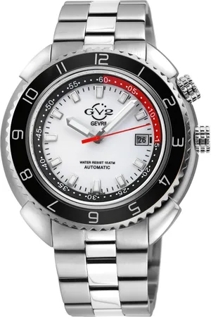 GV2 by Gevril Squalo Mens 42400 Swiss Automatic White Dial Stainless Steel Luminous Date Watch - - One Size