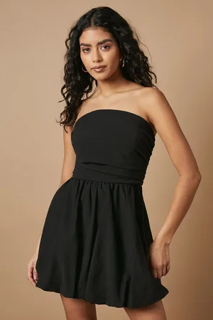 Oasis Womens Petite Strapless Gathered Puffball Mini Dress - - Size 12 UK