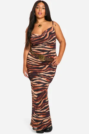 Boohoo Womens Plus Zebra Print Cowl Neck Maxi Dress - - Size 18 UK