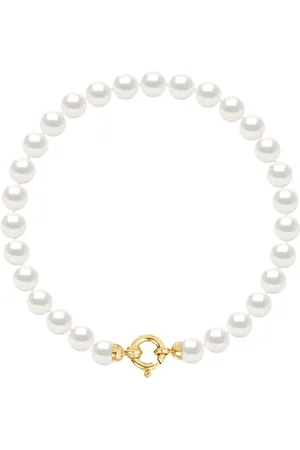 Diadema Womens - Bracelet - Real Freshwater Pearls - Yellow Gold - - One Size