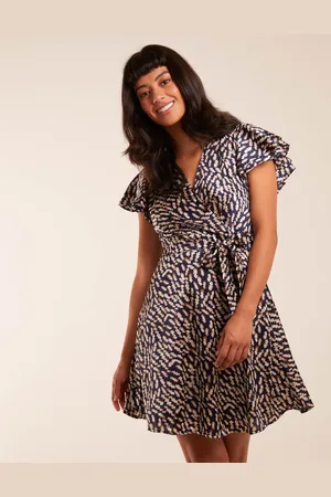 Blue Vanilla Womens Wrap Ruffle Mini Dress - - Size 8 UK