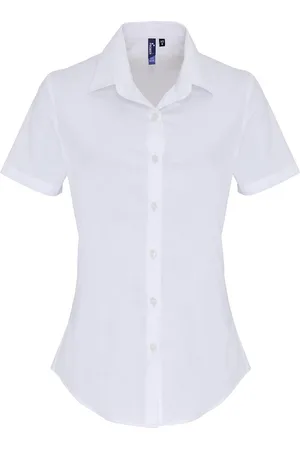 Premier Womens/Ladies Stretch Short-Sleeved Formal Shirt - Size Medium